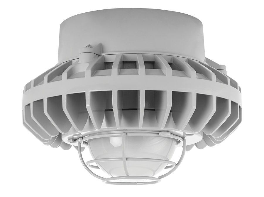 Hazardous, . LED 42W, 5000k, LED Pendant with, Green, Frosted Globe Gray