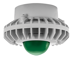 Hazardous, . LED 80W, 5000k, LED Pendant with, Green, Frosted Globe Gray