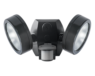 Product image for RAB SMSBULLET-2X12-Y-W 2-Head 12W (24W Total) LED Floodlight, 3000K Warm, 180d Detection Sensor, White Finish