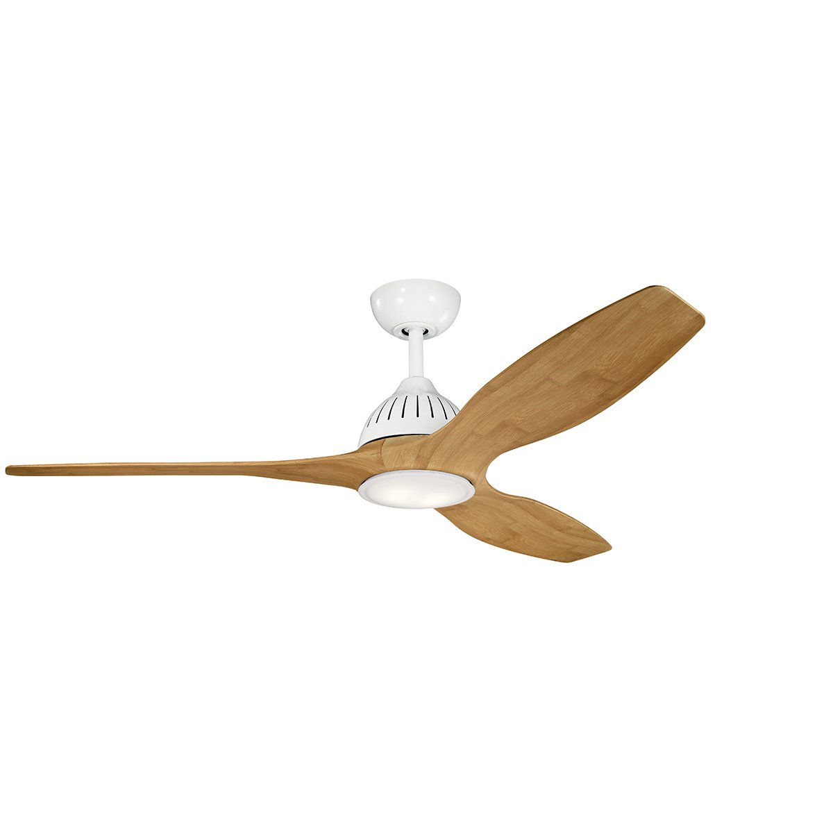 This 60in. Jace LED ceiling fan in White offers smooth airflow and ambient light in a style that's updated for today. The curved, sweeping blades add an architectural element to any room: traditional, modern or somewhere in-between.