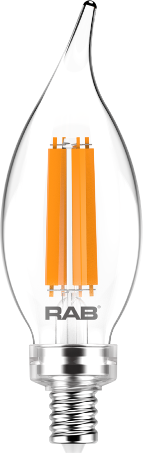 Filament B11 5.5W,60 EQ, 500Lm E12, 90CRI, 2700k, Dimmable, Clear