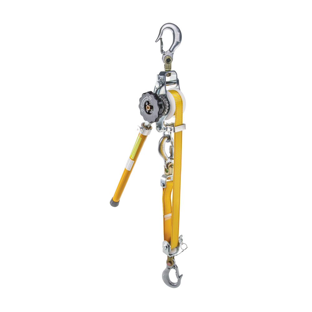 Web-Strap Hoist Deluxe with Removable Handle, Removable handle for less obstruction when working near the hoist requires less space for storage