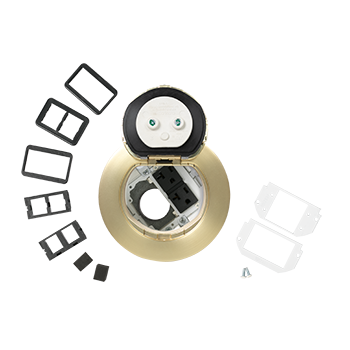 Designed for retrofit and new construction, Evolution Series 4in Recessed Poke-Thru devices provide convenient access to power, communications, and audio/video services recessed below floor level - providing maximum device protection. With 2 Gangs of capacity, you will be able to configure services for the needs of your space. The low-profile metal covers are available in brushed aluminum, satin brass, satin nickel, and multiple powder-coated finishes designed to match any space. Evolution Series 4in Poke-Thru devices are the perfect fit for kiosks, training rooms, classrooms, healthcare facilities or commercial buildings with open-space architecture. Recessed Prewired All Power Surface Style Poke-Thru Assembly – Designed to be installed in concrete floors Accessibility to ceiling space below floor is required to feed power, data and A/V services Installs into a 4