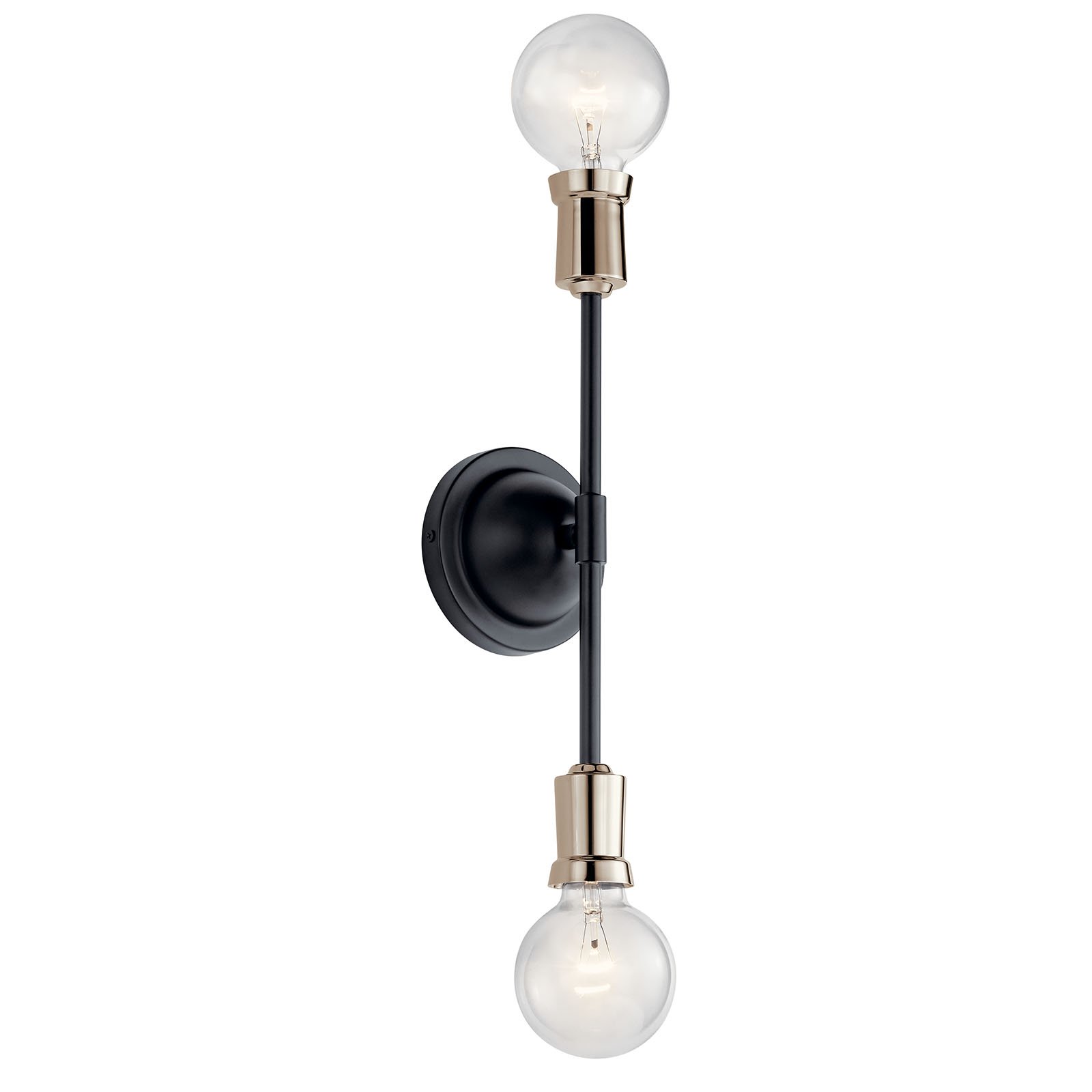 This Mid-Century 2 light wall sconce in Black from the Armstrong collection features a in.sputnikin. design.