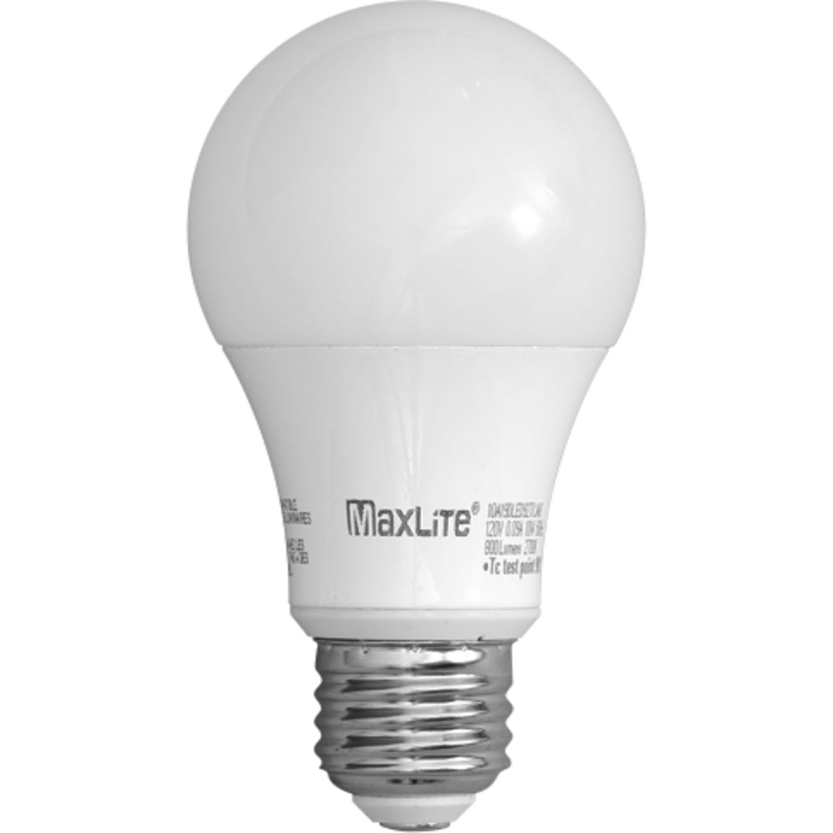 Maxlite 10W JA8 LED Lamp with an E26 base. Designed to meet Title 24 code for the State of California, this light bulb has a soft white appearnce equivalent to that of a 60W incandscent bulb, while consuming nearly 83 percent less energy. The bulb is Energy Star rated, enclosed rated, and dimmable.