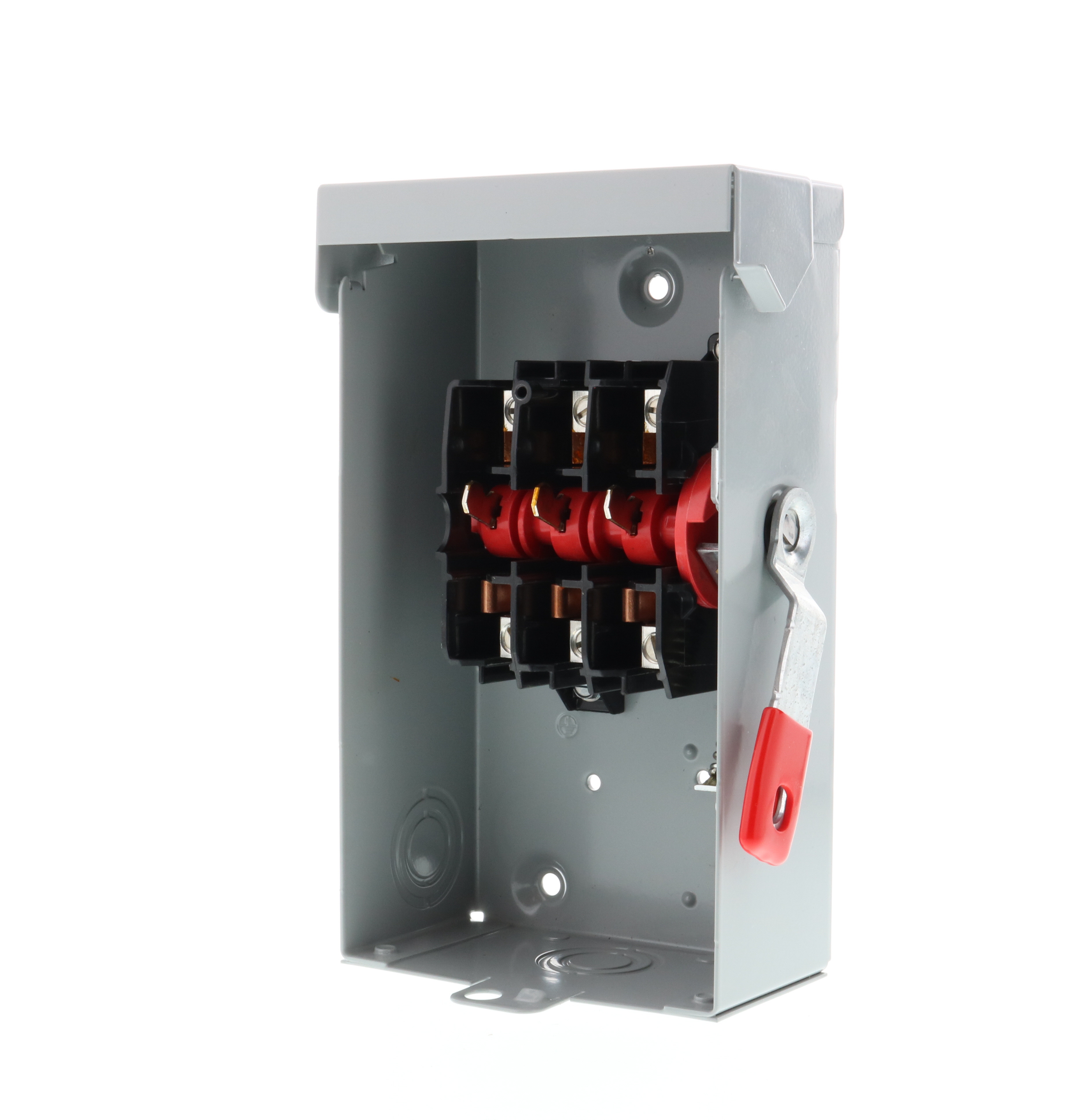SIEMENS LOW VOLTAGE VBII DOUBLE-BREAK ENCLOSED SAFETY SWITCH. SERIES A LIGHT 2-POLE 2-WIRE NON-FUSED GENERAL DUTY. RATED 240V 60A. SPECIAL FEATURES NEMA TYPE 3R OUTDOOR ENCLOSURE.