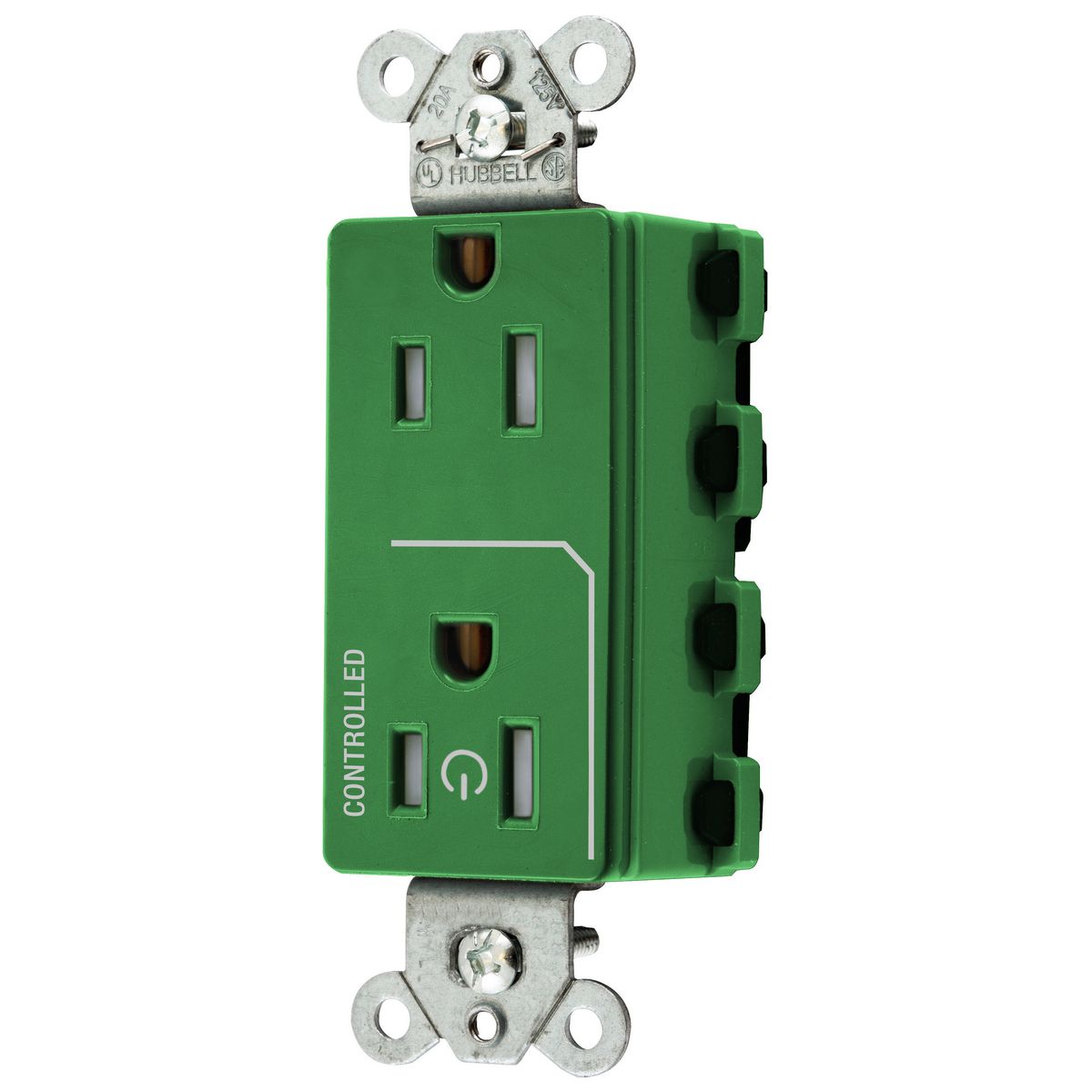 Straight Blade Devices, Receptacles, Style Line Decorator Duplex, SNAPConnect, Controlled, 15A 125V, Tamper Resistant, 2-Pole 3-Wire Grounding, Nylon, Green