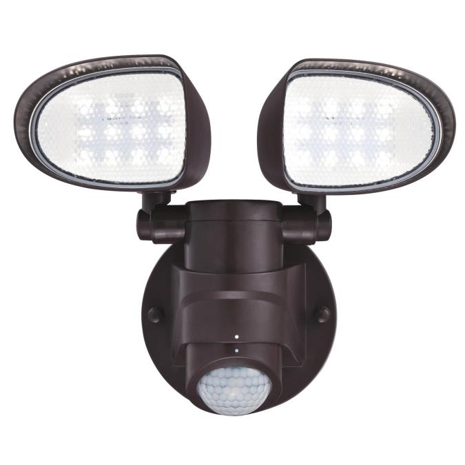 18W 2 Light LED Security Light Wall Fixture with Motion Sensor Bronze Finish and Acrylic Lens