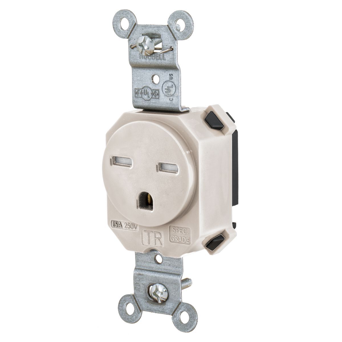 Straight Blade Devices, Receptacles, Tamper Resistant,  Single, SNAPConnect, 15A 250V, 2-Pole 3-Wire Grounding, 6-15R, Light Almond.