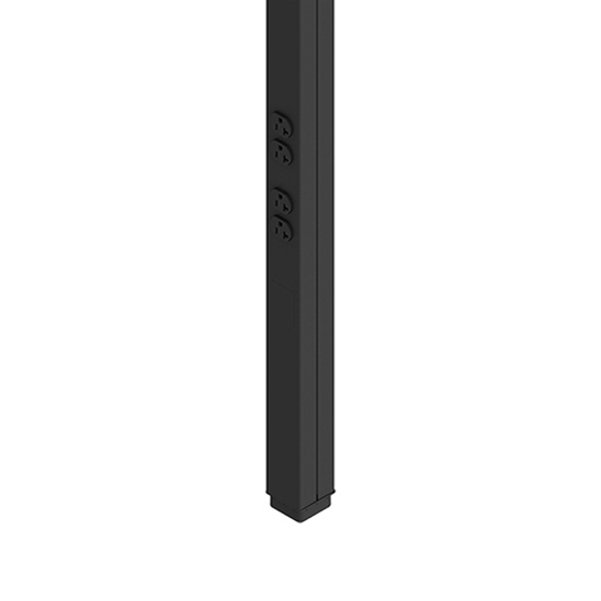 25DTP Series 12' Tele-Power Poles in Black handle all of your needs effortlessly, whether it's power, data, or A/V wiring you need to bring down to the desk, workstation, or cash registers.The vertical drop poles give you the flexibility and capacity to devote both sides of the pole for single service or separate the two channels to provide dual service feeds. This pole comes with two(2) prewired Fed-Spec general grade duplex receptacles, 20A 125V. Knockouts provided in removable cover for RJ11/RJ45 and modular furniture communication connectors. All mounting hardware, entrance end plate, and two ceiling trim plates are included.