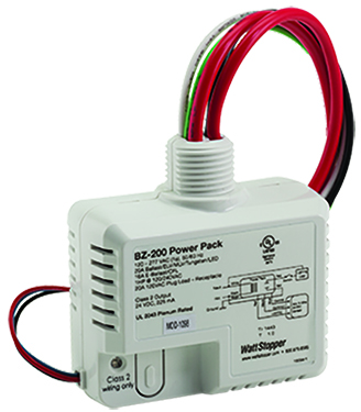 This power pack switches connected loads on and off in response to Wattstopper low voltage occupancy sensors. It also provides up to 225mA at 24VDC to power the sensors. This device is RoHS-conforming.