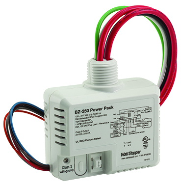 This power pack switches lighting or plug loads on and off in response to low voltage control inputs, and provides up to 225mA at 24VDC to power Wattstopper occupancy sensors. It enables Manual-On sequences of operation, as well as Hold-On, Hold-Off...