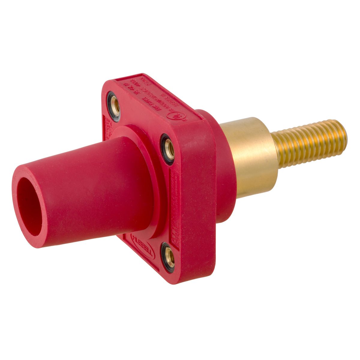 Hubbell Wiring Device Kellems, Heavy Duty Products, Single Pole Devices,Industrial Grade, Female Receptacle, 300/400A 250V DC/600V AC,SingleConductor, Extra Long Stud, Red