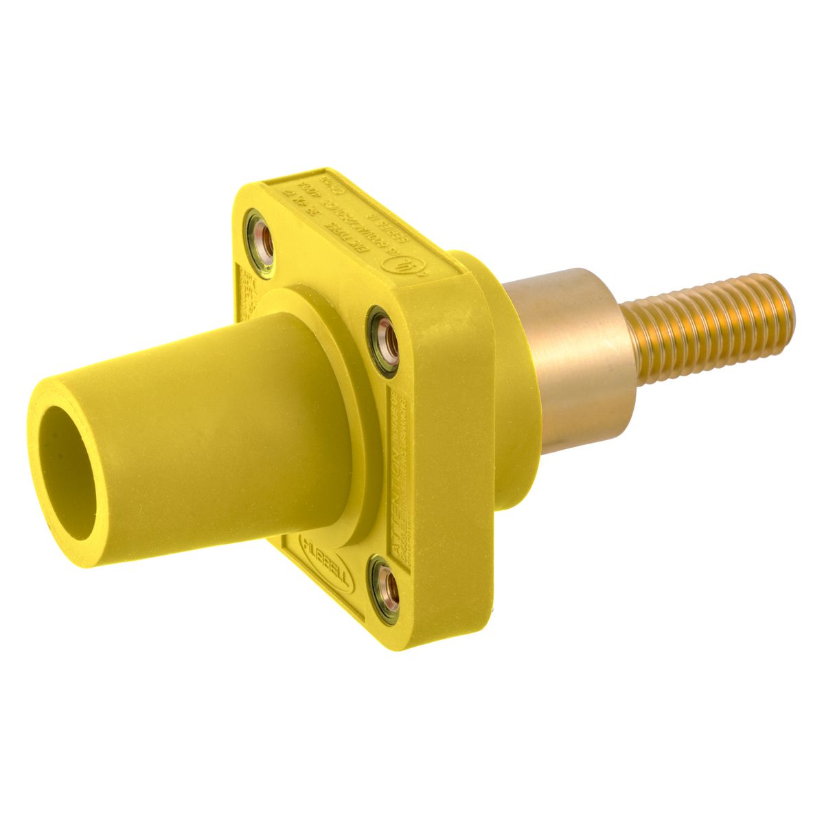 Hubbell Wiring Device Kellems, Single Pole Products, Female Receptacle,300/400A, Extended Stud, Yellow