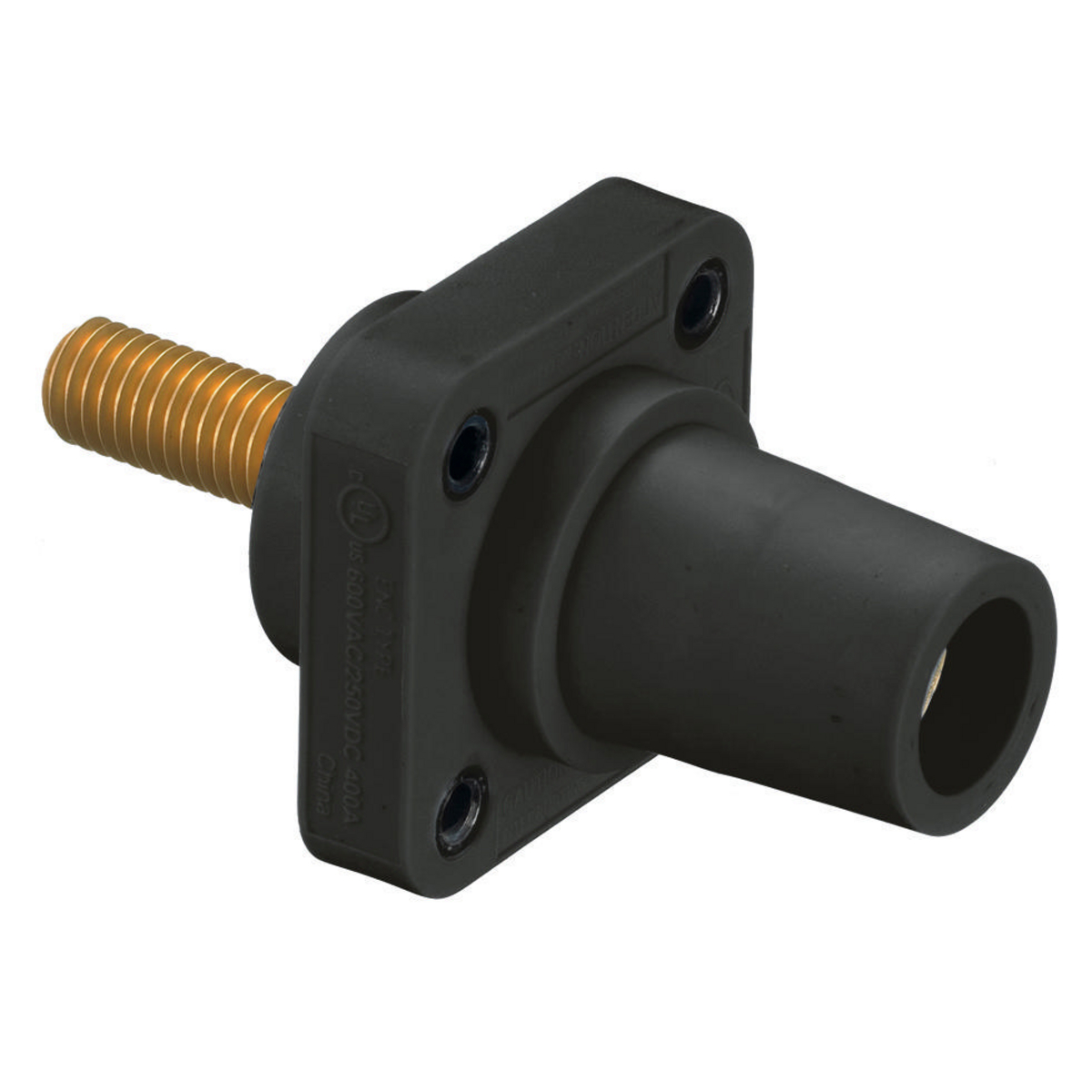 Hubbell Wiring Device Kellems, Heavy Duty Products, Single Pole Devices,Industrial Grade, Female Receptacle, 300/400A, Stud Type, Black