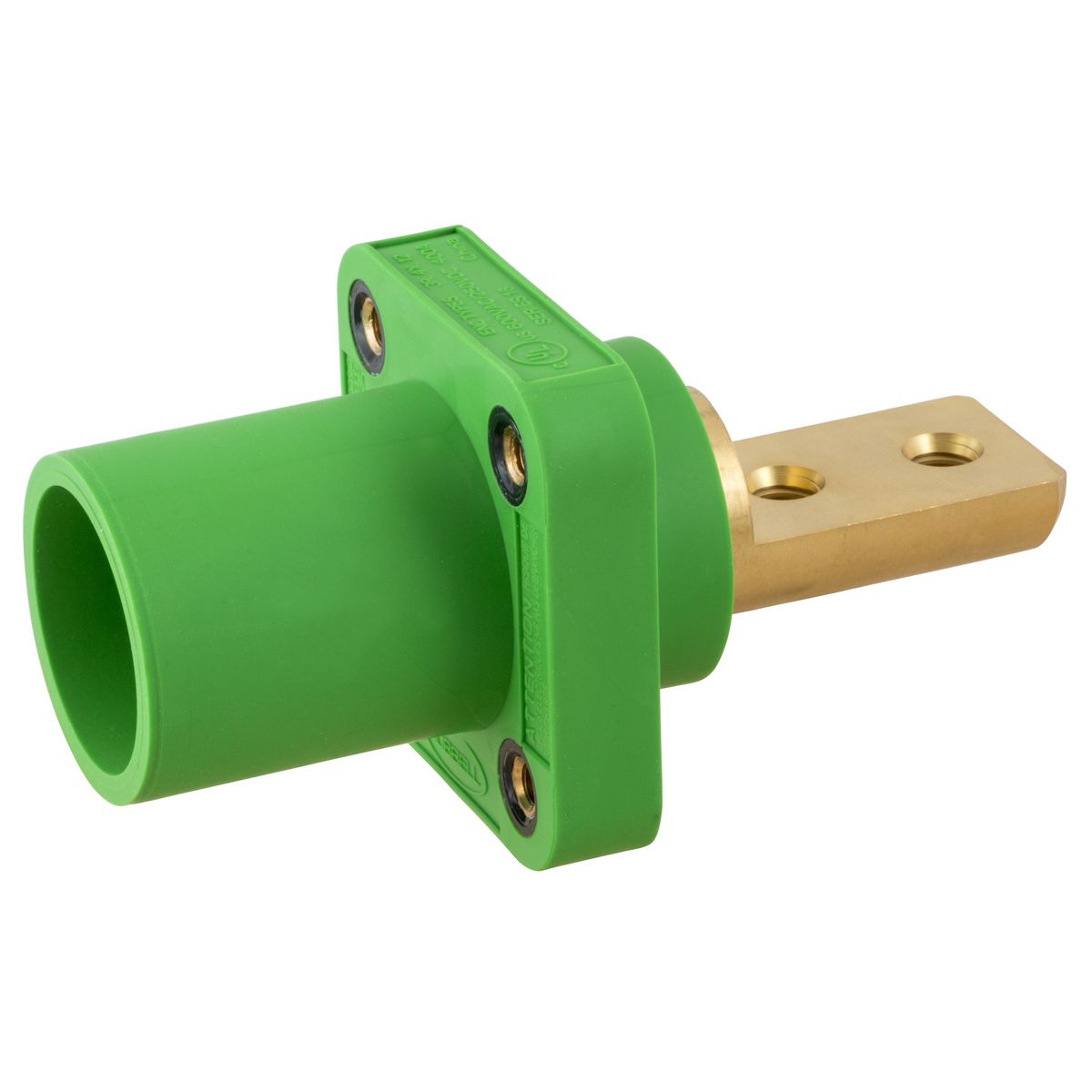 Hubbell Wiring Device Kellems, Heavy Duty Products, Single PoleProducts, Male Bus, 400A 600V AC Max, 2 Hole, Green