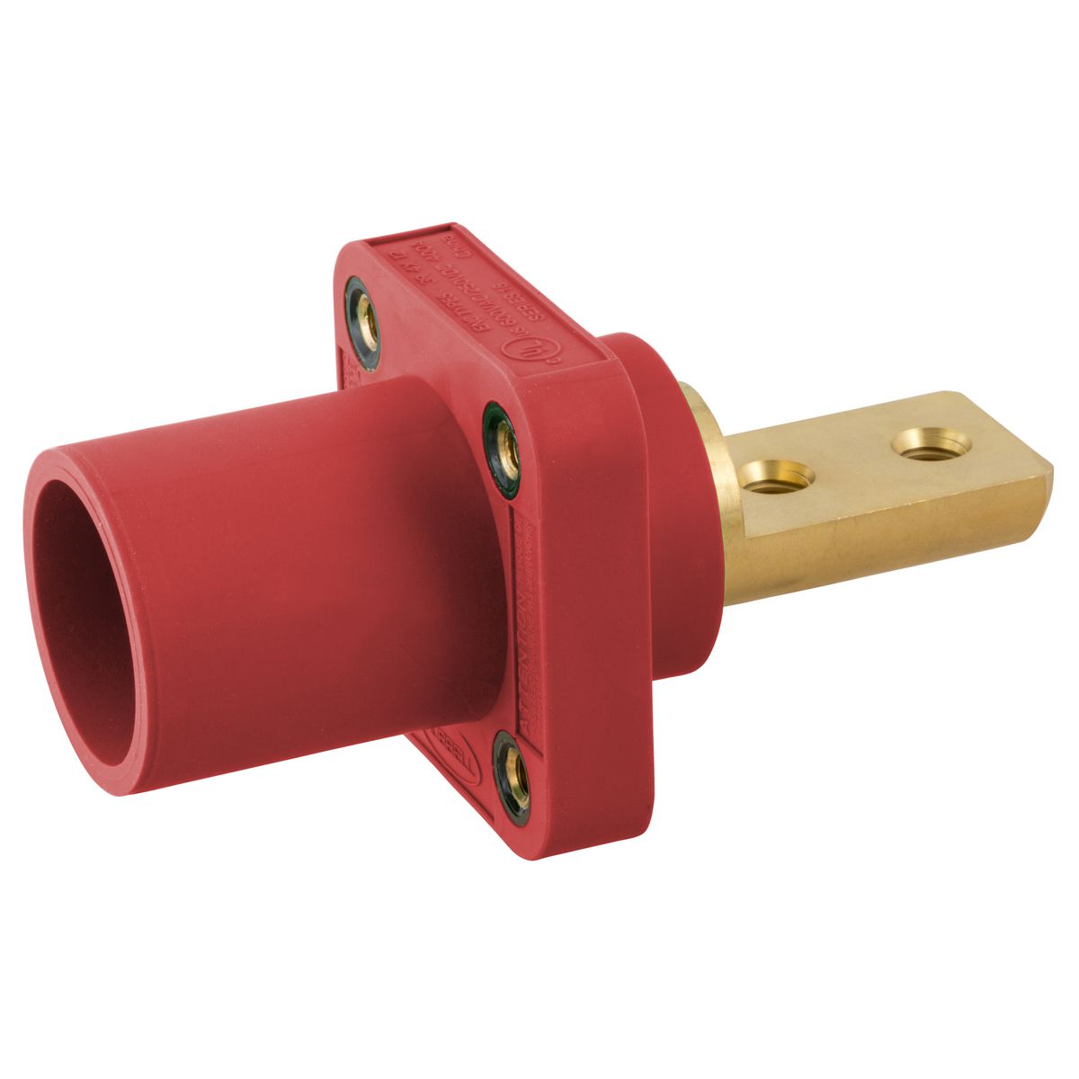 Hubbell Wiring Device Kellems, Heavy Duty Products, Single PoleProducts, Male Bus, 400A 600V AC Max, 2 Hole, Red