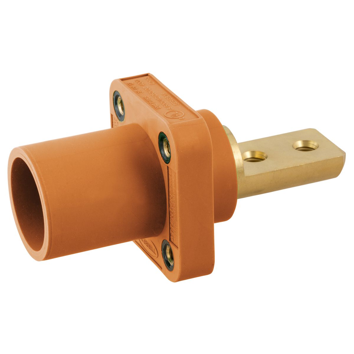 Hubbell Wiring Device Kellems, Heavy Duty Products, Single PoleProducts, Male Bus, 400A 600V AC Max, 2 Hole, Orange