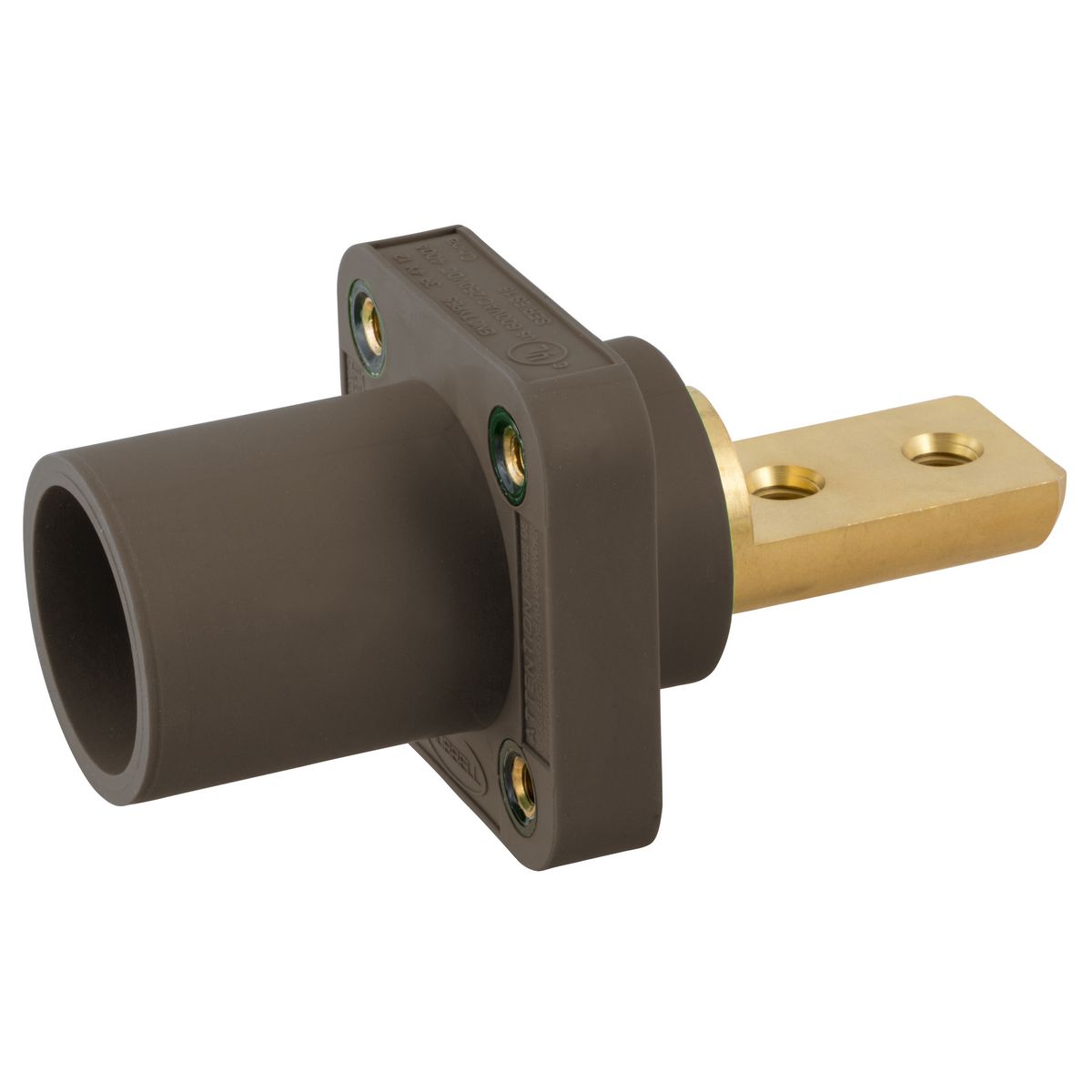 Hubbell Wiring Device Kellems, Heavy Duty Products, Single PoleProducts, Male Bus, 400A 600V AC Max, 2 Hole, Brown