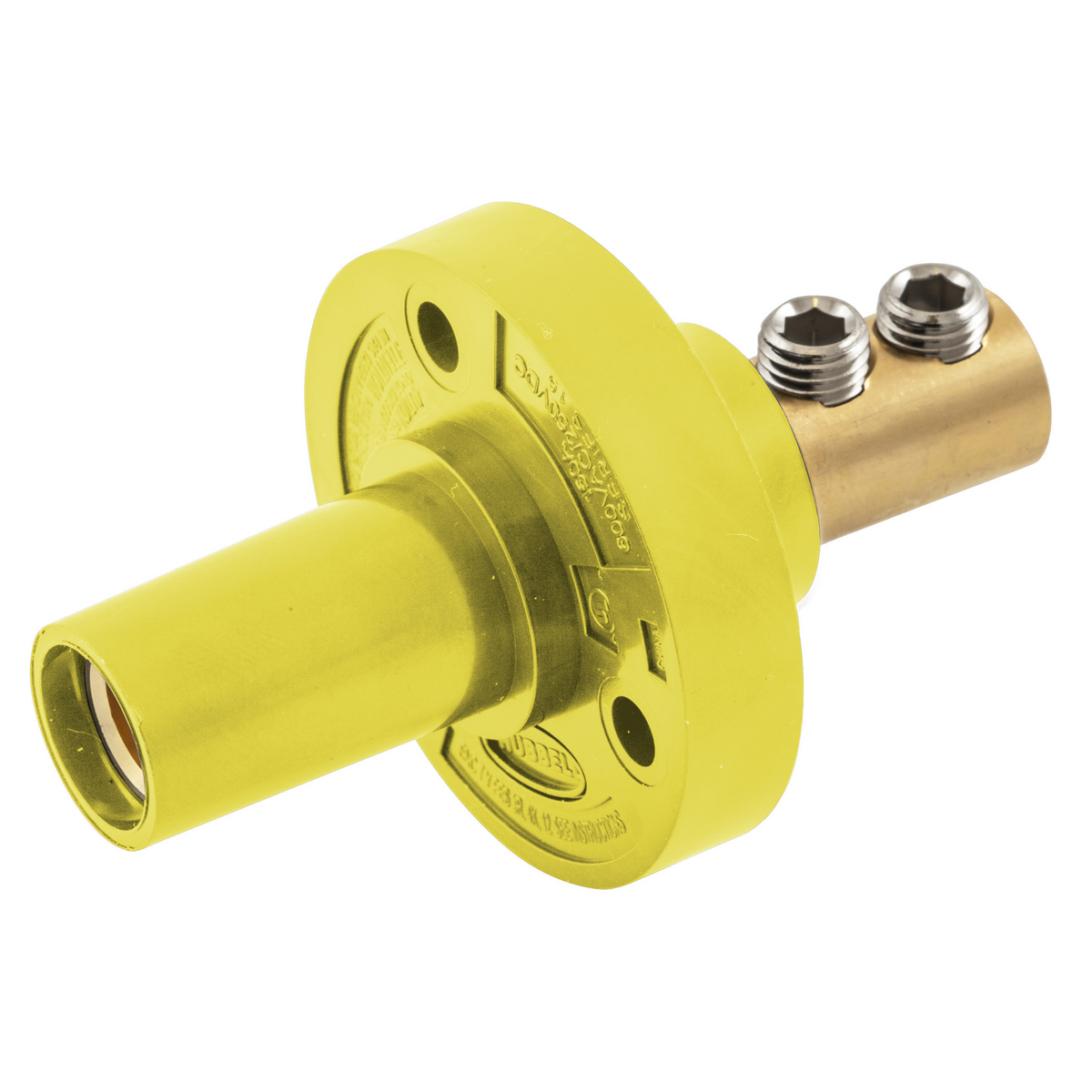 Hubbell Wiring Device Kellems, Single Pole Products, Series 15,Receptacle, Double Set Screw, Yellow