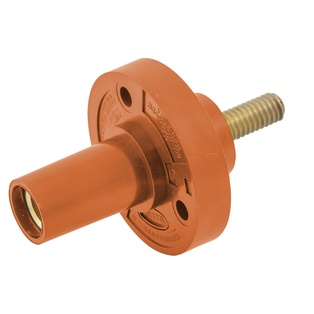 Hubbell Wiring Device Kellems, Single Pole Products, Series 15,Receptacle, Stud Type, Orange