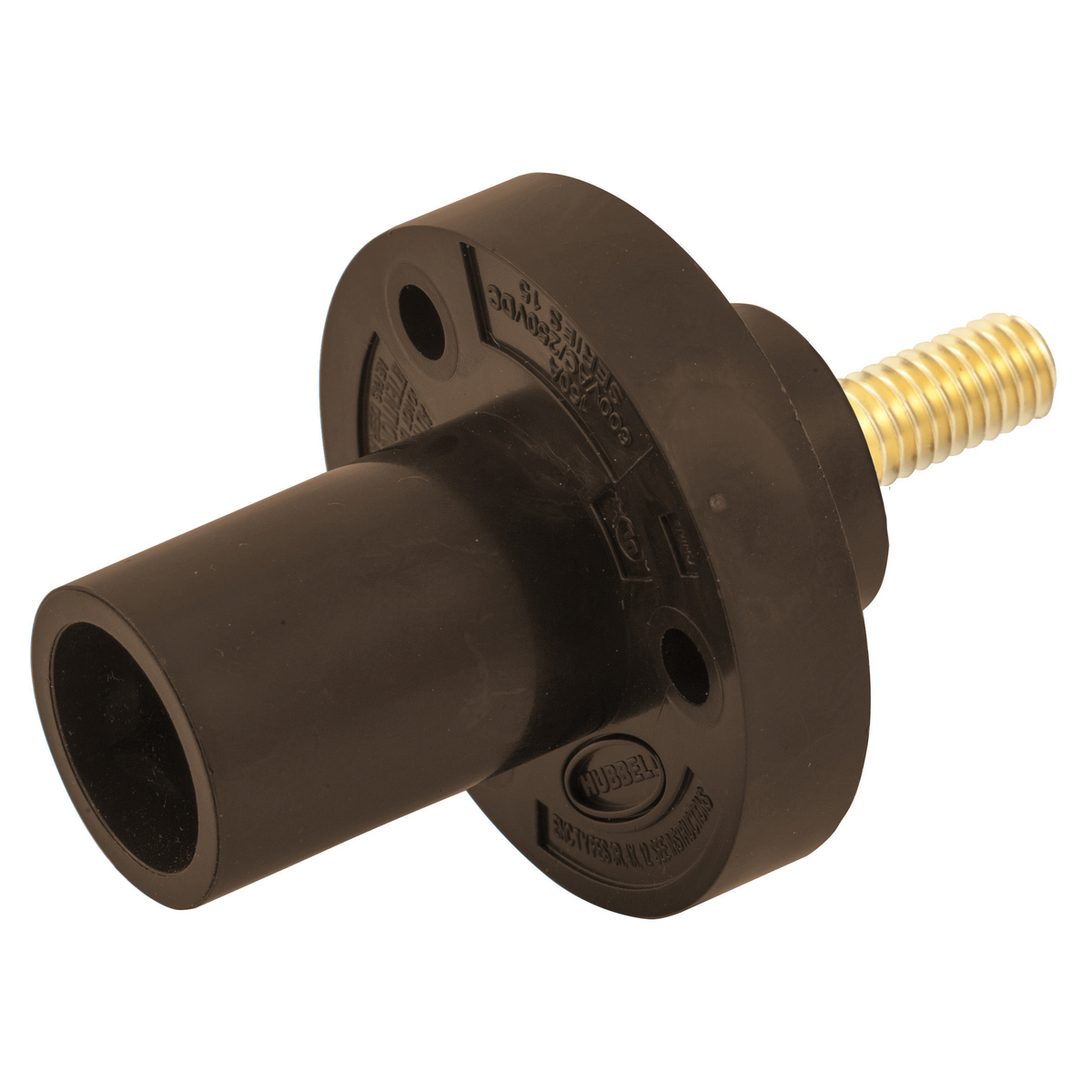 Hubbell Wiring Device Kellems, Single Pole Products, Series 15,Inlet,Stud Type, Brown