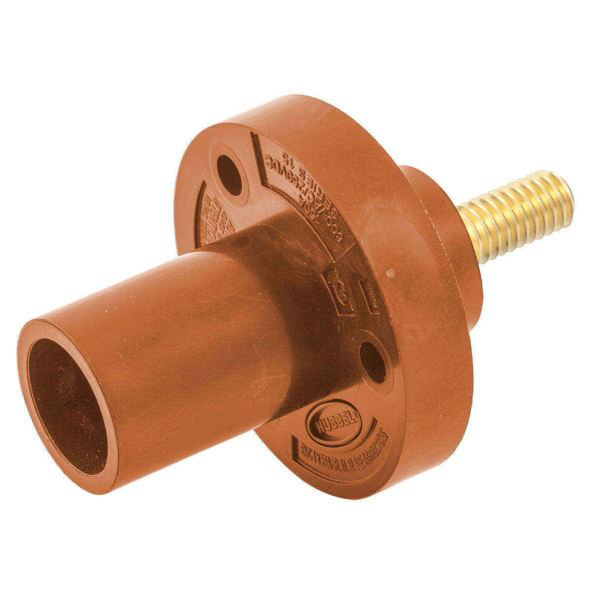 Hubbell Wiring Device Kellems, Single Pole Products, Series 15,Inlet,Stud Type, Orange