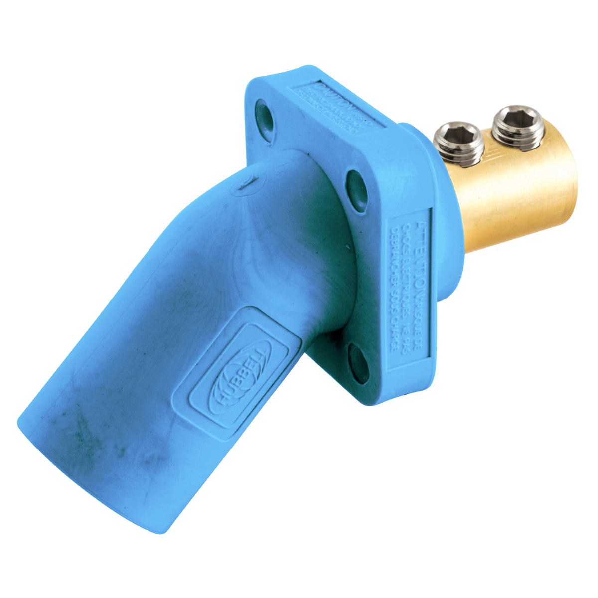 Hubbell Wiring Device Kellems, Single Pole Products, 300/400A Series,Inlet, Angled, Double Set Screw, Blue