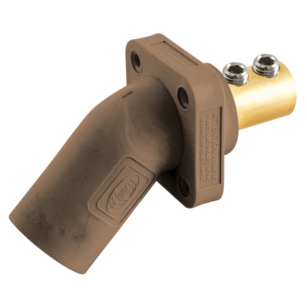 Hubbell Wiring Device Kellems, Single Pole Products, 300/400A Series,Inlet, Angled, Double Set Screw, Brown