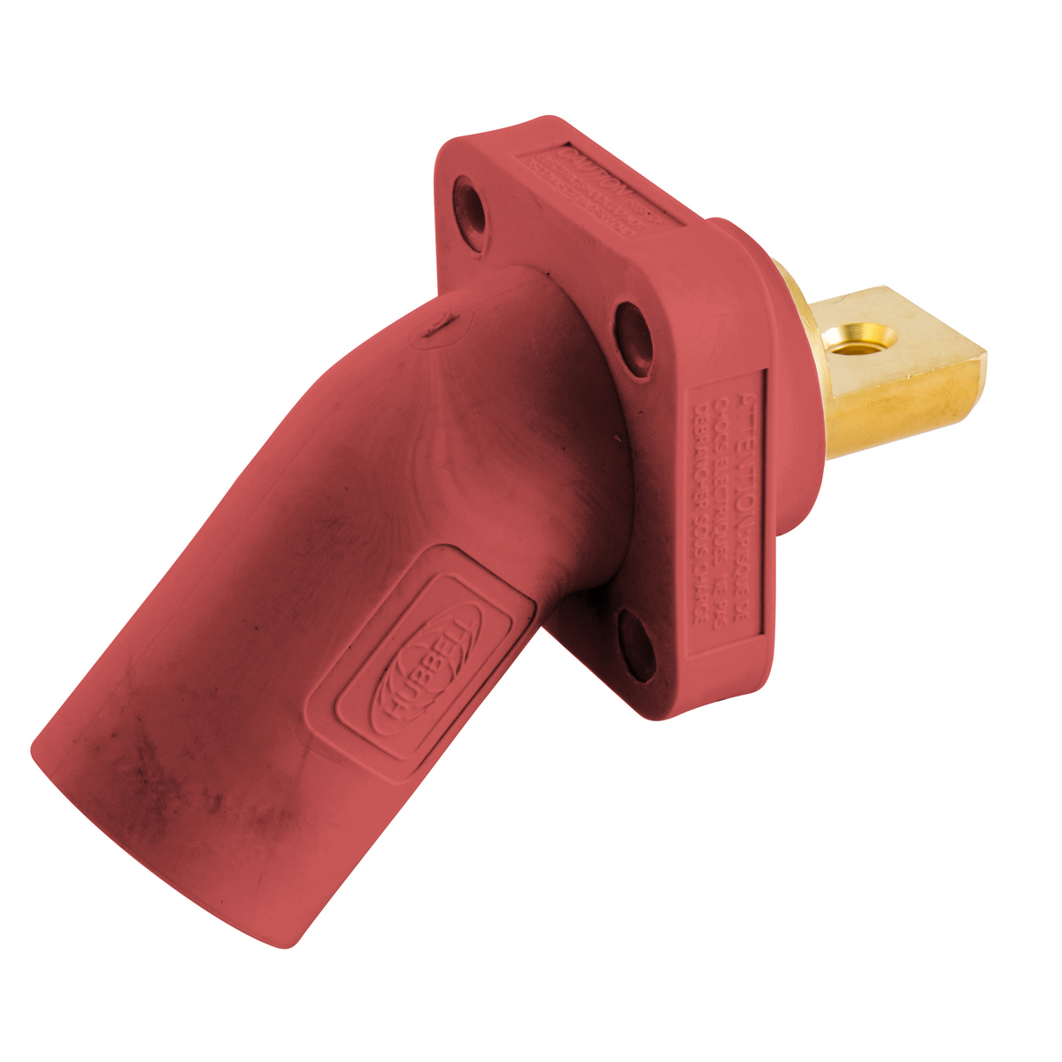 Hubbell Wiring Device Kellems, Single Pole Products, 300/400A Series,Inlet, Angled, Buss Connection, Red