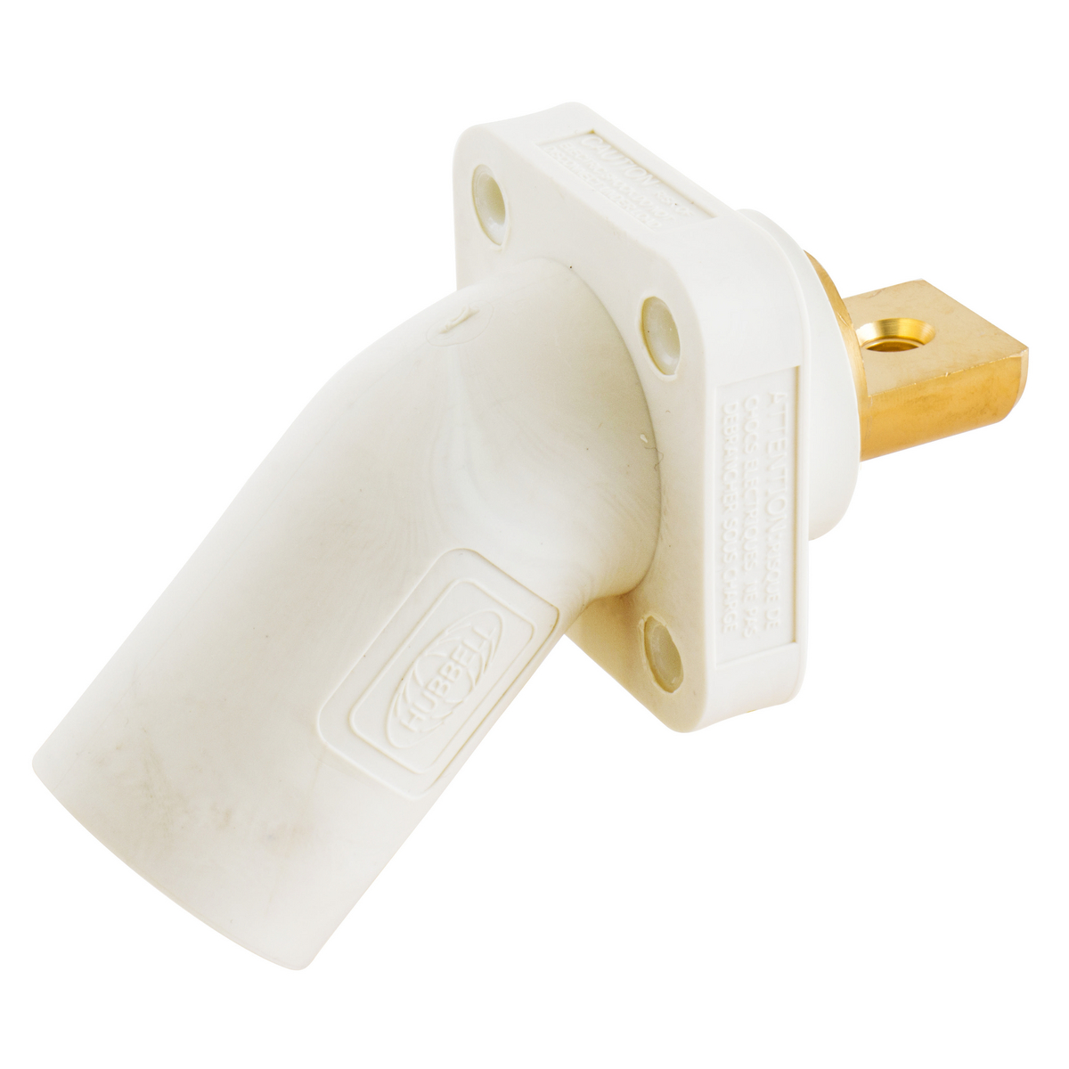 Hubbell Wiring Device Kellems, Single Pole Products, 300/400A Series,Inlet, Angled, Buss Connection, White