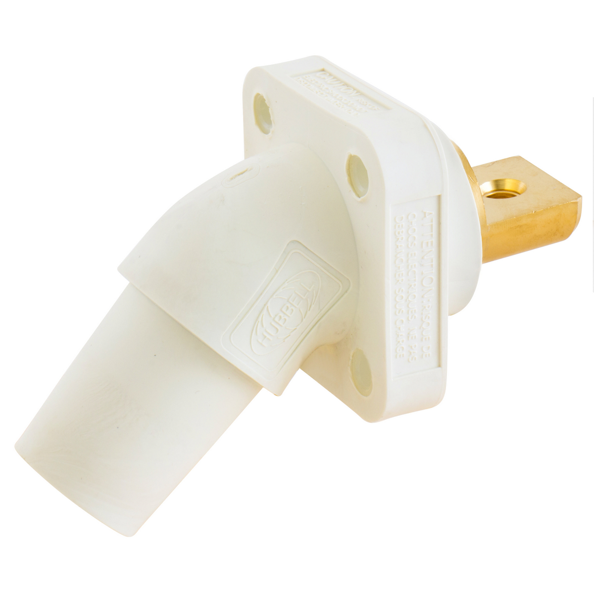 Hubbell Wiring Device Kellems, Single Pole Products, 300/400A Series,Receptacle, Angled, Buss Connection, White