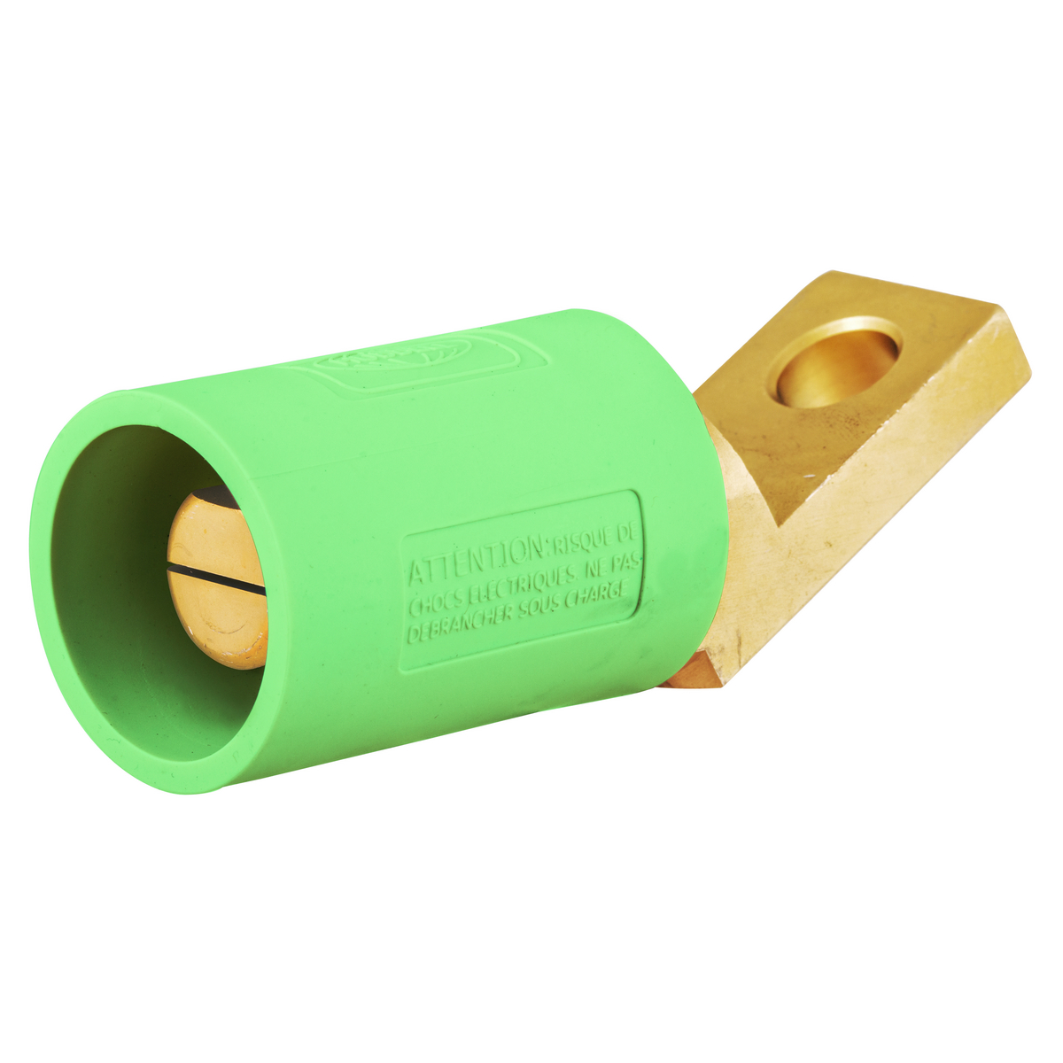 Hubbell Wiring Device Kellems, Single Pole Products, 300/400A Series,Angled Male, Offset Stud Type, Green