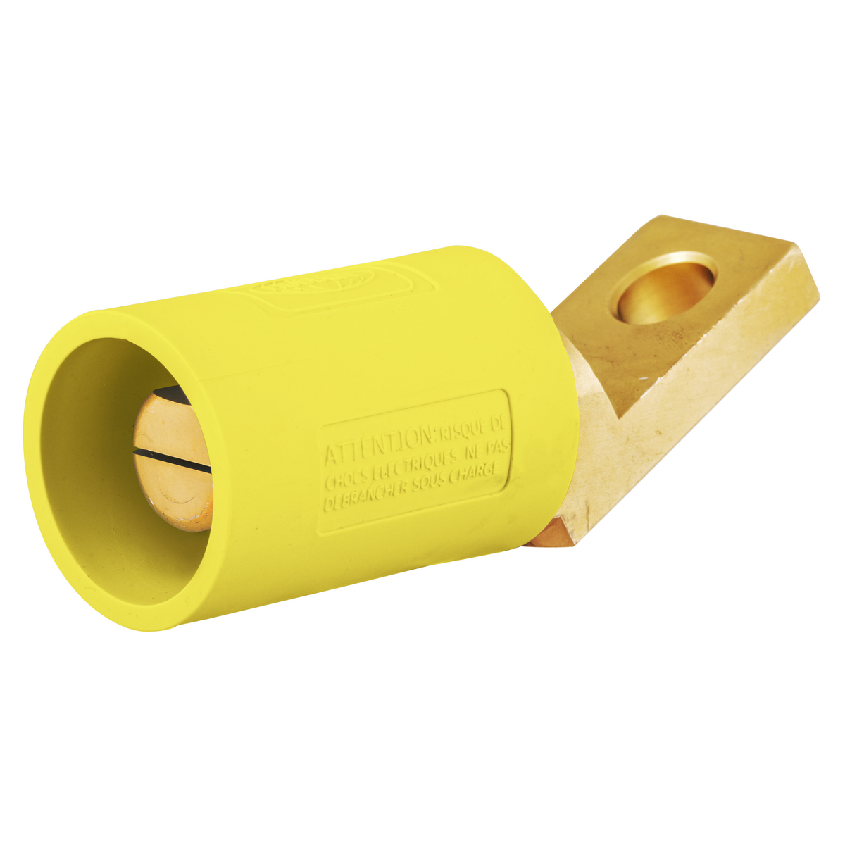 Hubbell Wiring Device Kellems, Single Pole Products, 300/400A Series,Angled Male, Offset Stud Type, Yellow