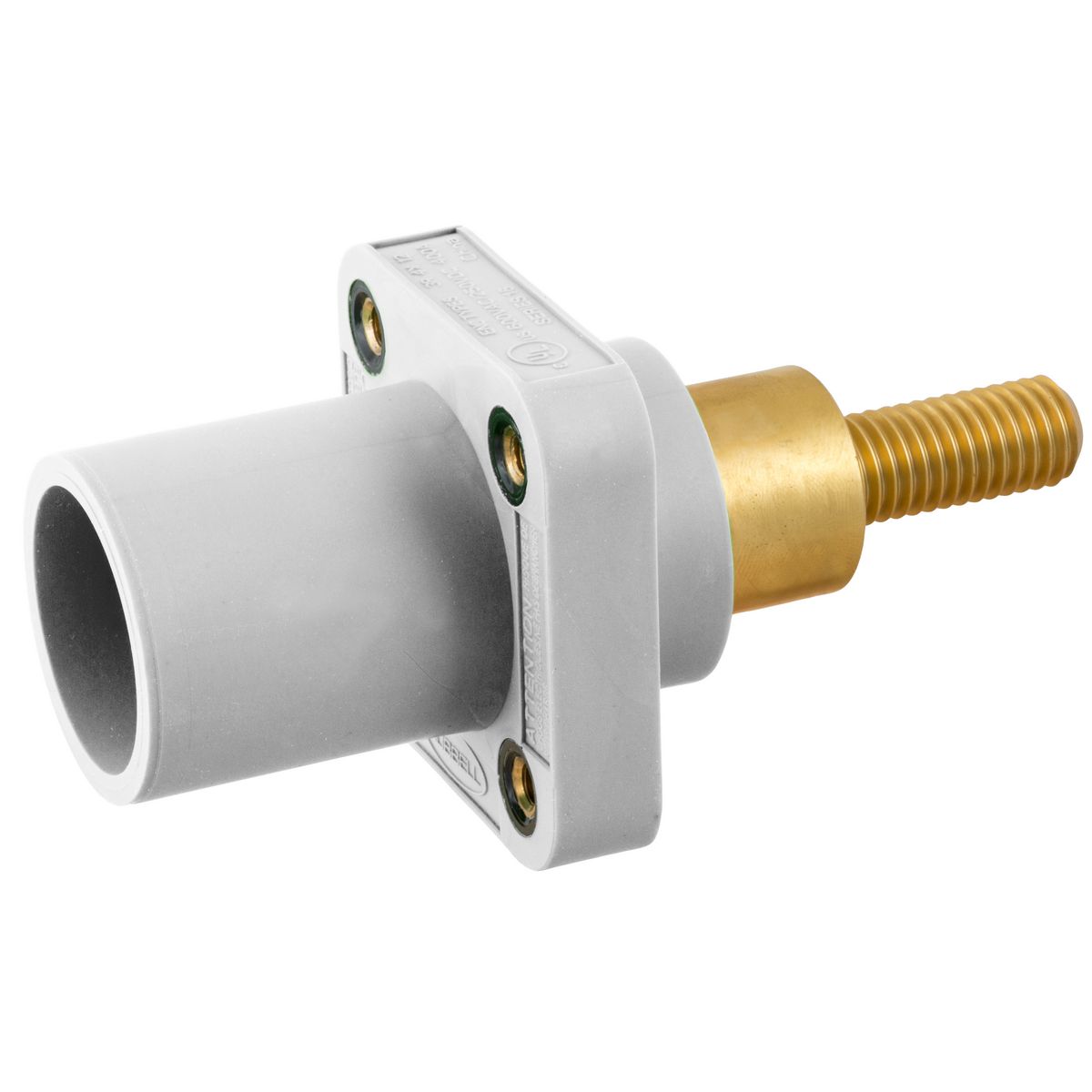 Hubbell Wiring Device Kellems, Heavy Duty Products, Single Pole Devices,Industrial Grade, Male, Receptacle, 300/400A 250V DC/600V AC,SingleConductor, Threaded Extended Stud, White