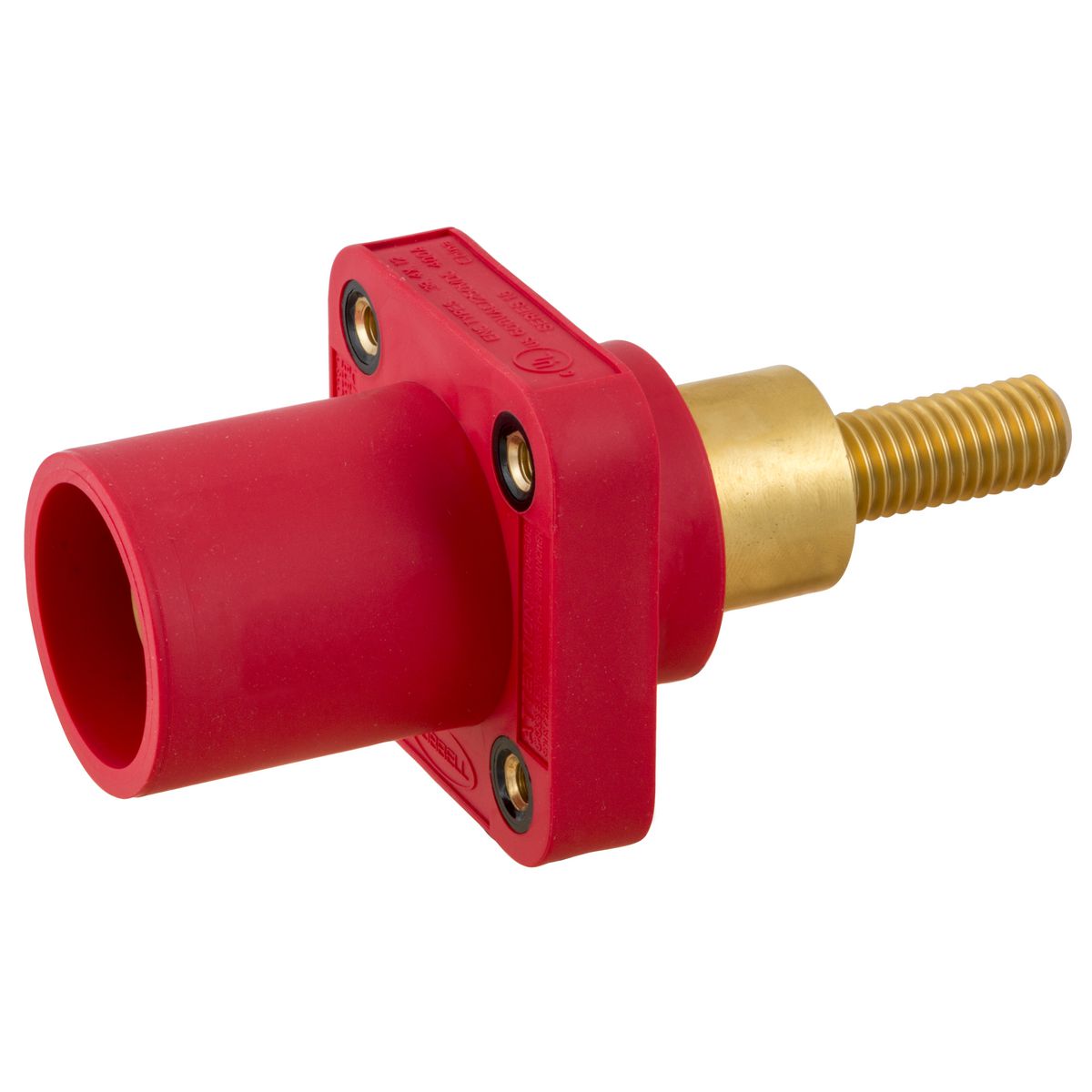 Hubbell Wiring Device Kellems, Heavy Duty Products, Single Pole Devices,Industrial Grade, Male, Receptacle, 300/400A 250V DC/600V AC,SingleConductor, Threaded Extended Stud, Red