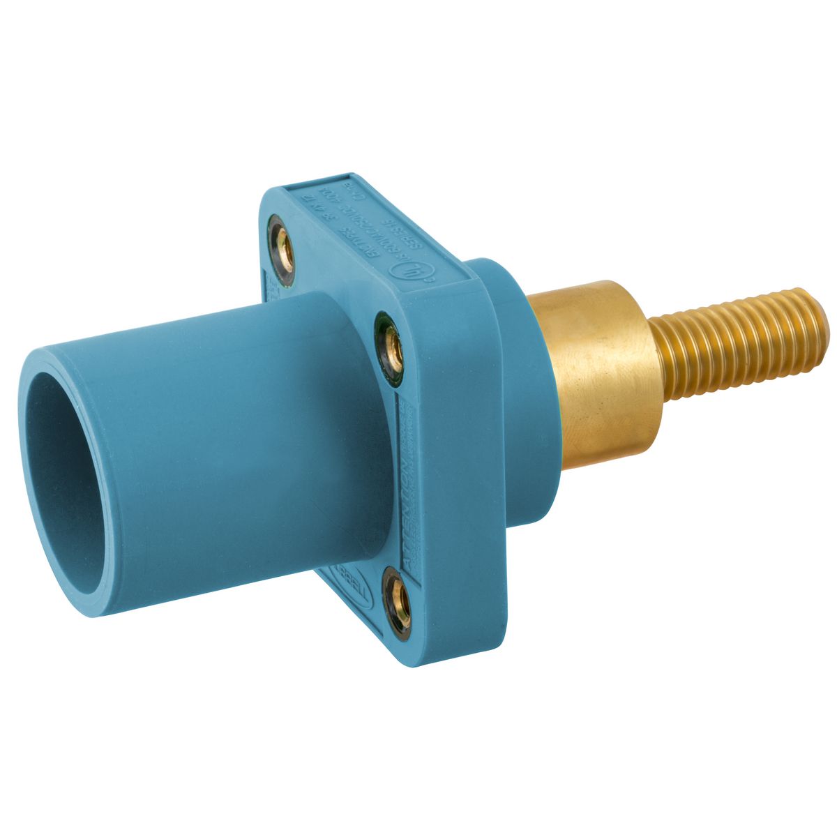 Hubbell Wiring Device Kellems, Heavy Duty Products, Single Pole Devices,Industrial Grade, Male, Receptacle, 300/400A, 250V DC/600V AC,SingleConductor, Threaded Extended Stud, Blue