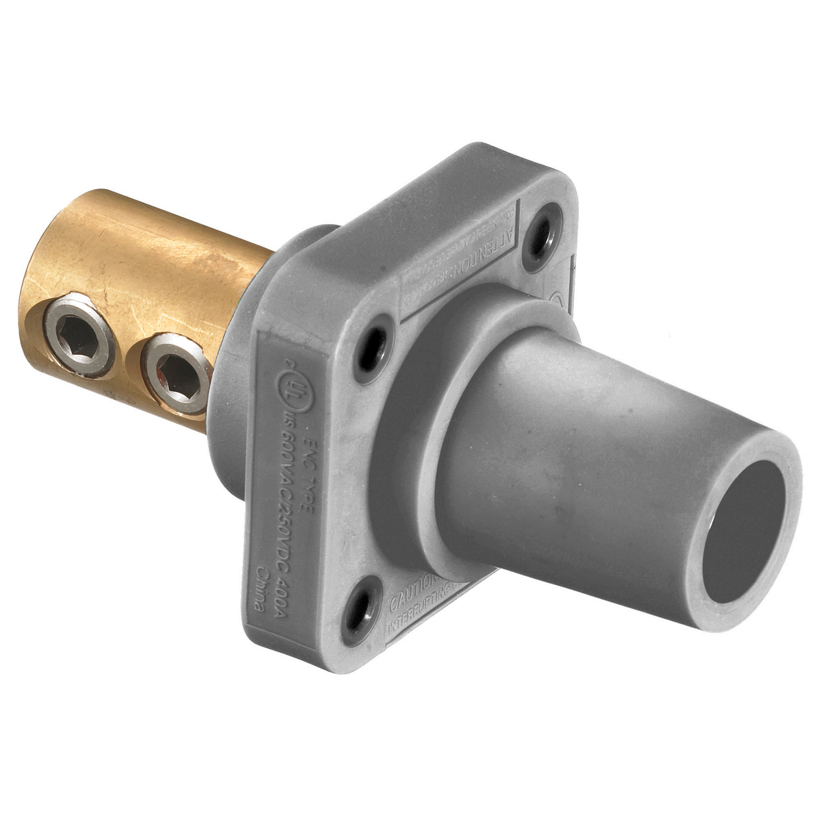 Hubbell Wiring Device Kellems, Single Pole Products, Female Receptacle,300/400A 250V DC/600V AC, Set Screw, Gray