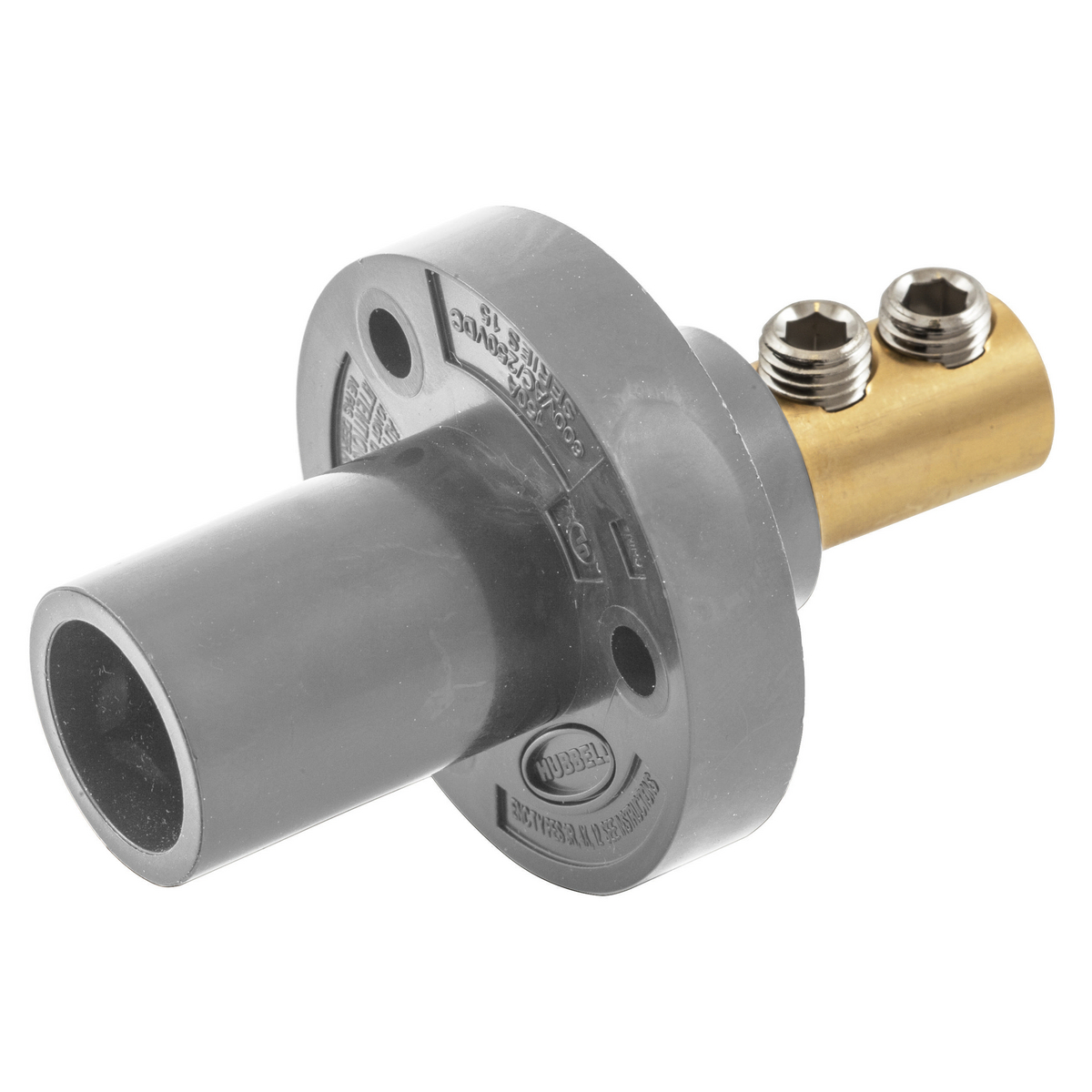 Hubbell Wiring Device Kellems, Single Pole Products, Male Inlet, 150A250V DC/600V AC, Double Set Screw, Gray