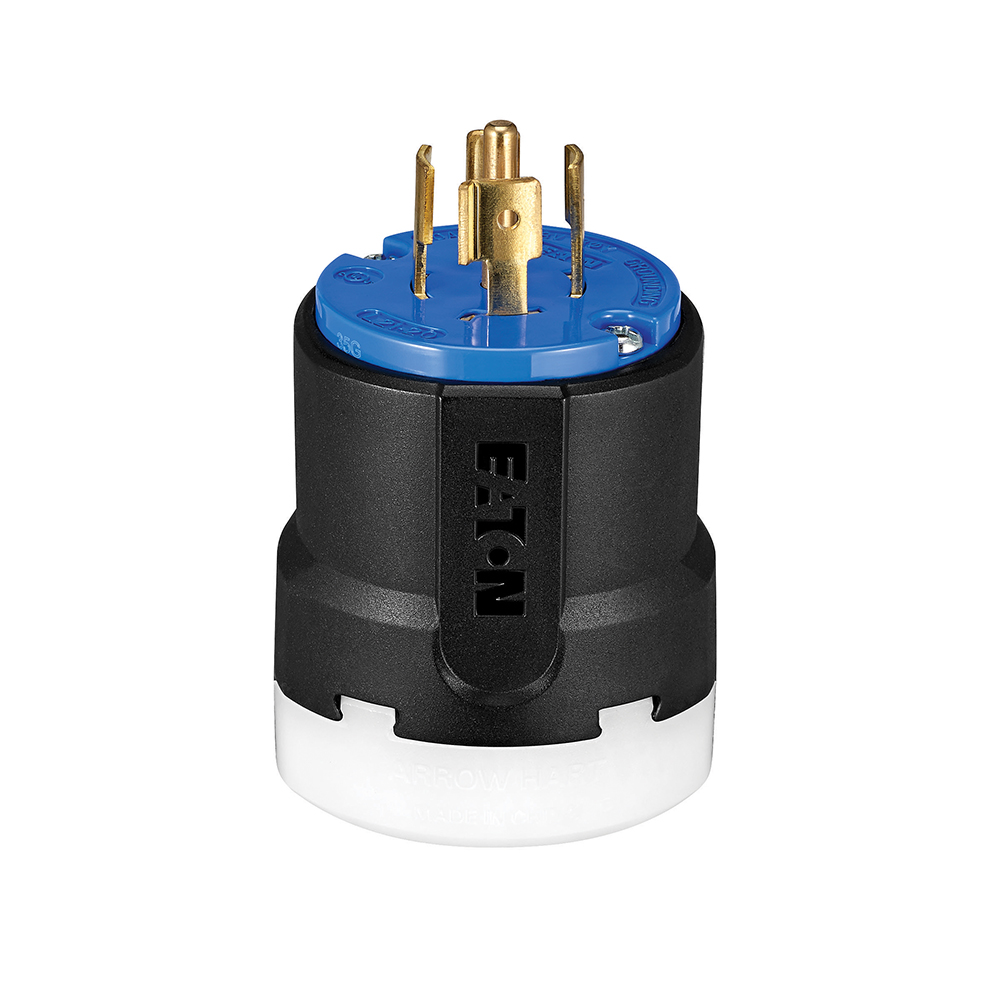 Eaton Arrow Hart Color Coded Locking Plug,, #14-8 AWG, 20A, Industrial, 3ØY 120/208 V, Back, Blue, Black, Ultra grip, Nylon, L21-20, Four-pole, Five-wire, Nylon, 0.38 - 1.16