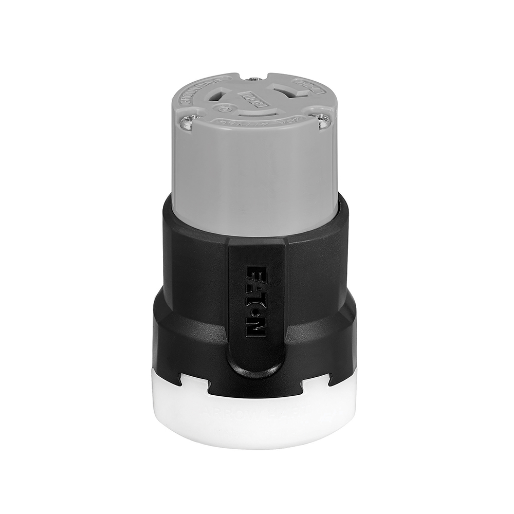 Eaton Arrow Hart Color Coded Locking Connector, #14-8 AWG, 20A, Industrial, 277V, Back, Gray, Black, Ultra grip, Nylon, L7-20, Two-pole, Three-wire, Nylon, 0.38 - 1.00