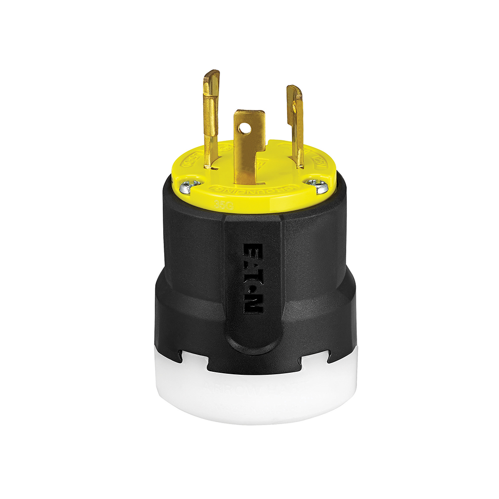 Eaton Arrow Hart Color Coded Locking Plug, Locking Plug, #14-8 AWG, 30A, Industrial, 125V, Back, Yellow, Black, Ultra grip, Nylon, L5-30, Two-pole, Three-wire, Nylon, 0.38 - 1.00