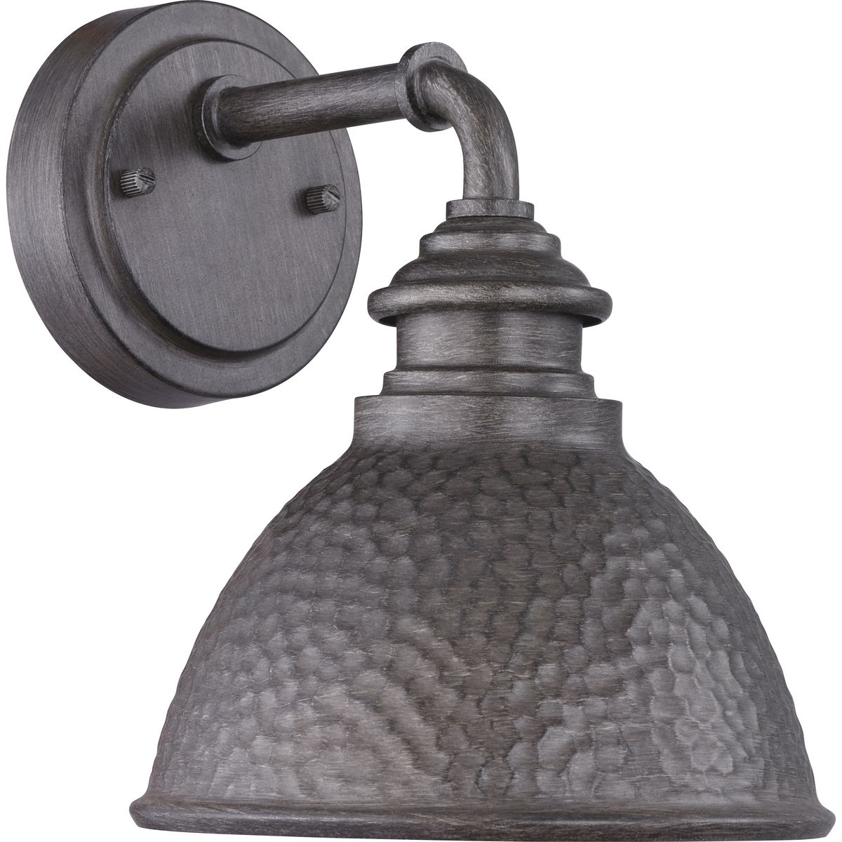 Inspired by the warmth and beauty of hammered copper home accents, Englewood�s design displays elements of rustic craftsmanship. A one-light small wall lantern in Antique Pewter with the inside of the shade that features a metallic silver coating of paint, offering higher illumination reflection. Ideal for Farmhouse architecture design styles. Perfect for interior or exterior applications.