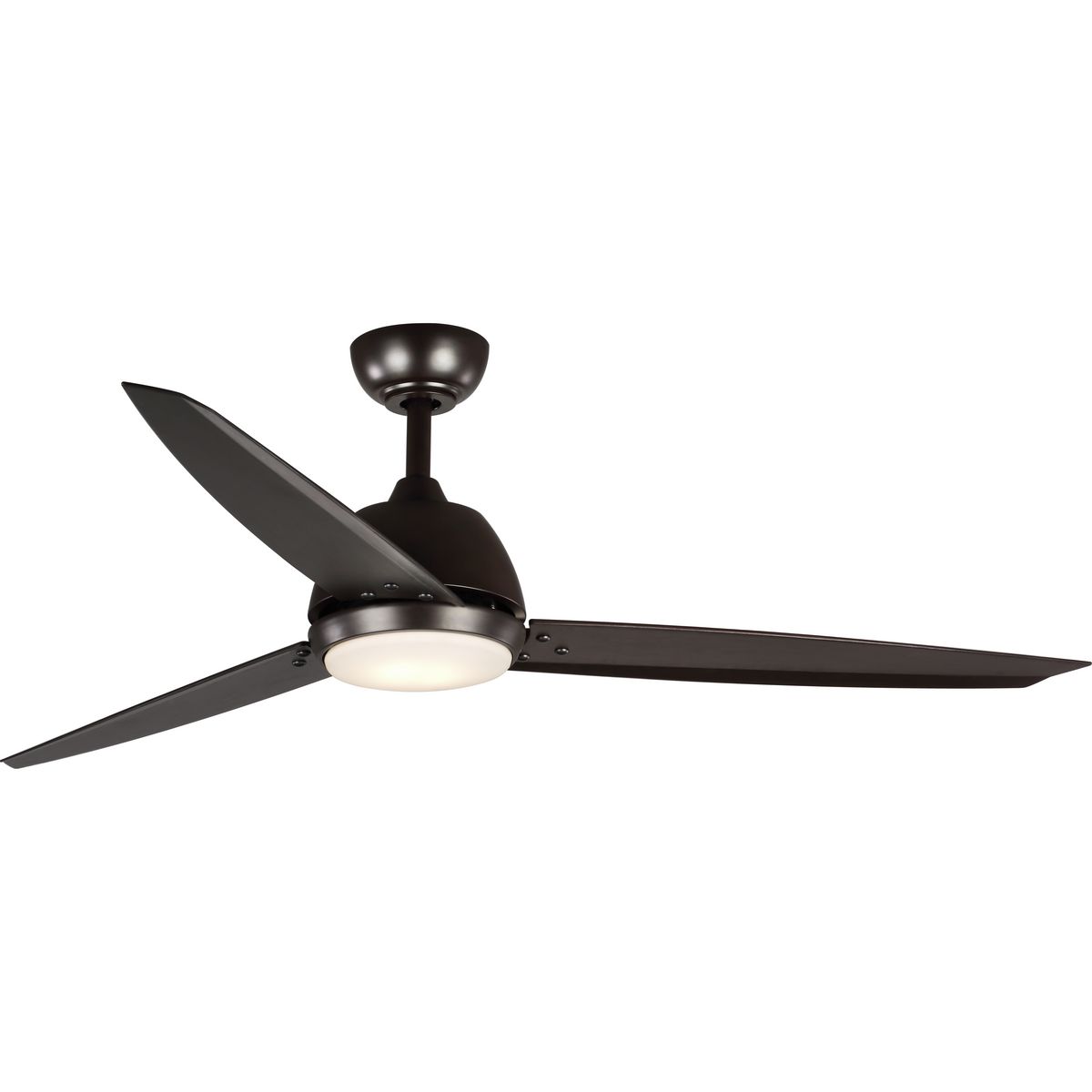 This 60 inch Oriole three-blade ceiling fan is the perfect addition to garages, industrial shops or commercial buildings to distribute the right amount of air and keep the space cool and comfortable. Oriole contains an integrated 18W LED module, with an optional finishing cap offering the user the choice to install with or without the light kit. A remote control is included. A blank off plate comes standard.  Rich Architectural Bronze finish.
