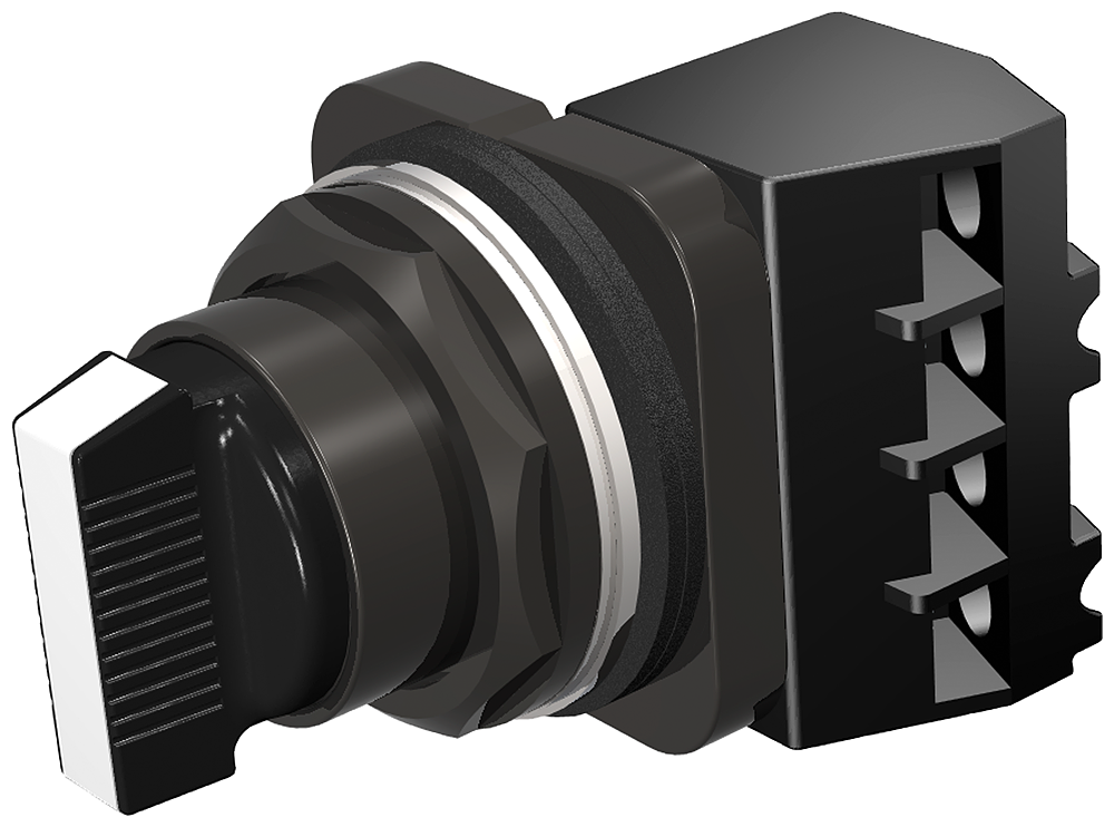Selector Switch, Metal, NEMA 4X Spring return left ( & ) right Short Lever, C Cam 1NO-1NC left, right 3 position Complete Device White Insert Non-Illuminated UL File E22655 in Vol. 6 (7) Sec. 13 (2)
