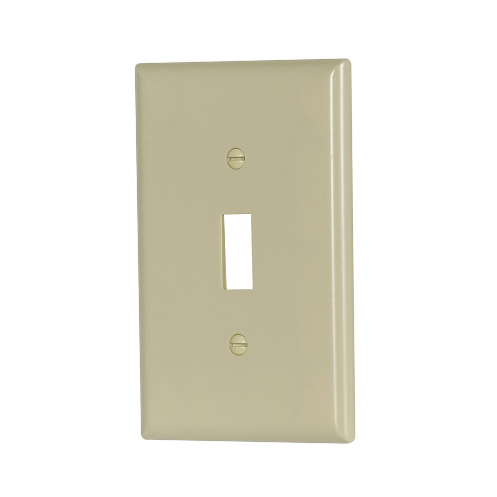 Eaton Toggle wallplate, Ivory, Toggle Cutout, Thermoset, Single- gang, Mid-size, ED Box