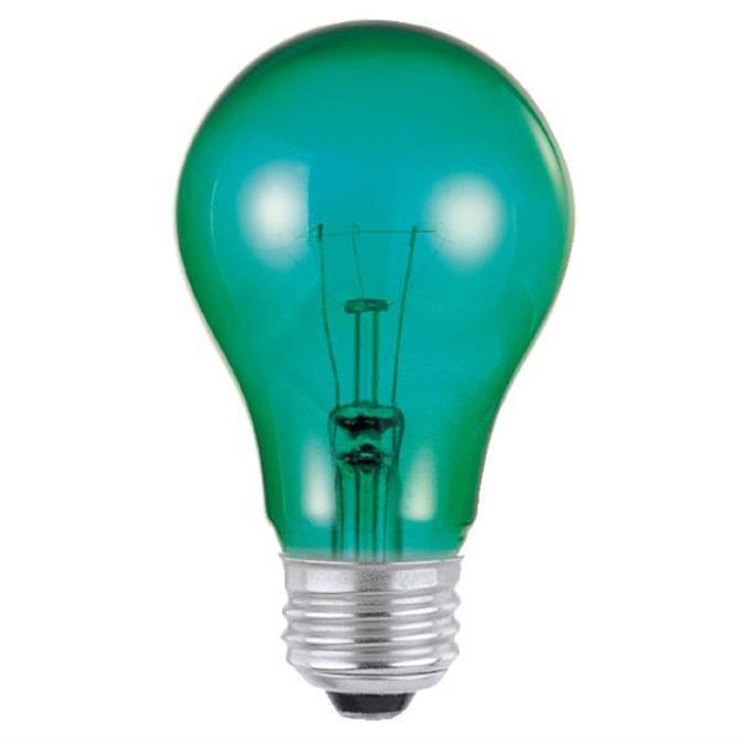 25W A19 Incandescent Transparent Green E26 (Medium) Base, 120 Volt, Box