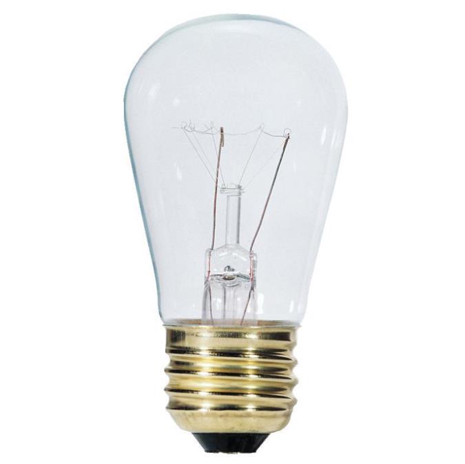 11W S14 Incandescent Clear E26 (Medium) Base, 130 Volt, Card