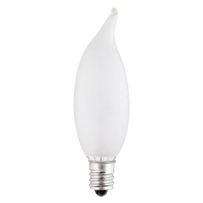 15W CA8 Flame Tip Incandescent Frost E12 (Candelabra) Base, 120 Volt, Card, 2-Pack