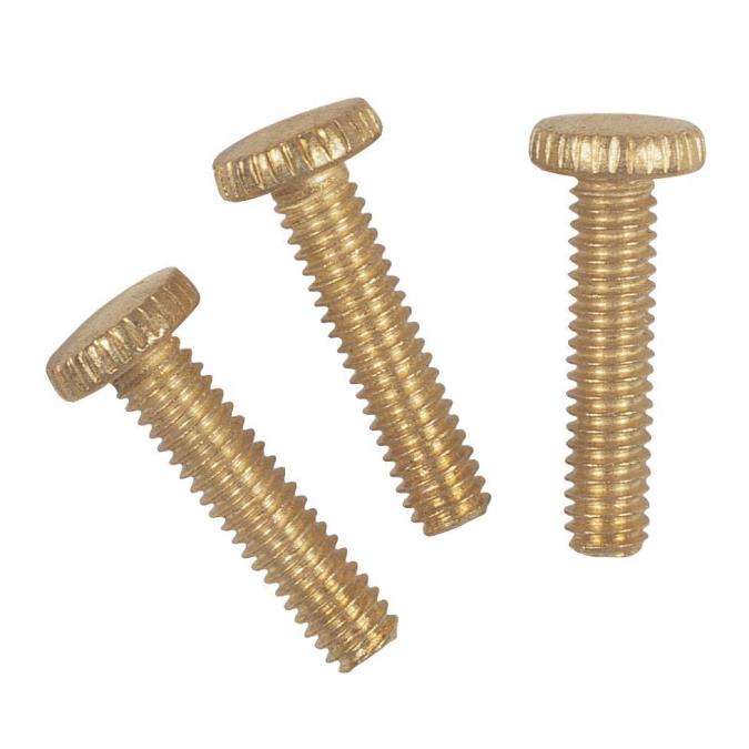 3 Knurled Head Steel Screws Brass-Plated 1/2